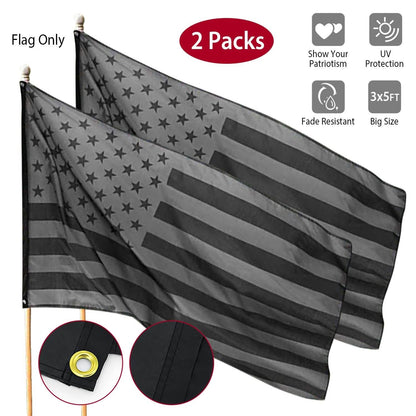 2-Pack: 3X5 Ft. All Black American Flag