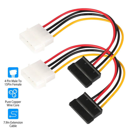 2-Pack: 4 Pin Male To 15Pin Female Data Cable Adapter