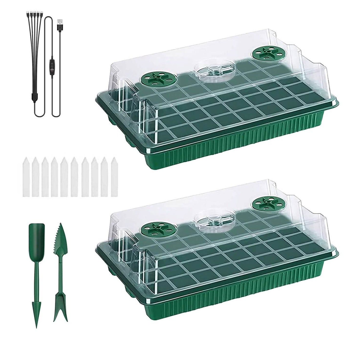 2-Pack: 40 Cell Seed Starting Tray Plant Grow Light with 4 Adjustable Brightness