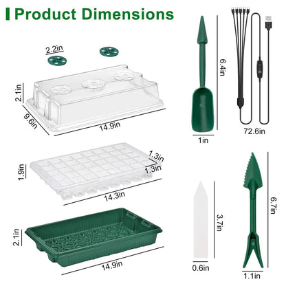 2-Pack: 40 Cell Seed Starting Tray Plant Grow Light with 4 Adjustable Brightness