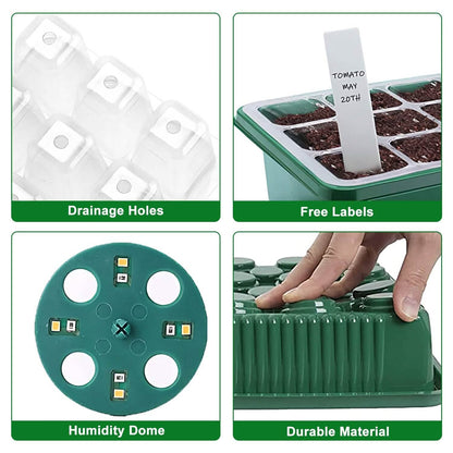 2-Pack: 40 Cell Seed Starting Tray Plant Grow Light with 4 Adjustable Brightness