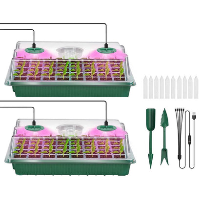 2-Pack: 40 Cell Seed Starting Tray Plant Grow Light with 4 Adjustable Brightness