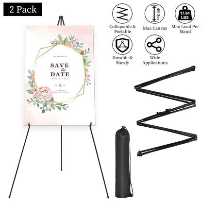 2-Pack: 61" Collapsible A Frame Tripod Easel Iron Alloy Drawing Stand