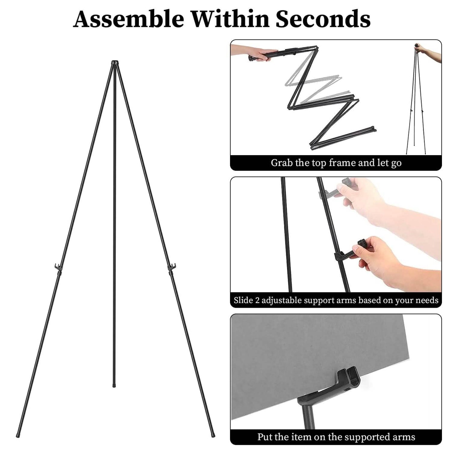 2-Pack: 61" Collapsible A Frame Tripod Easel Iron Alloy Drawing Stand