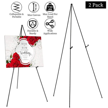 2-Pack: 61" Collapsible A Frame Tripod Easel Iron Alloy Drawing Stand
