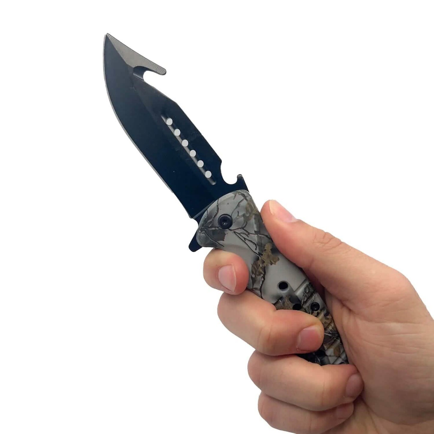 2-Pack: 8.75" Camo Spring Assisted Knife with ABS Handle