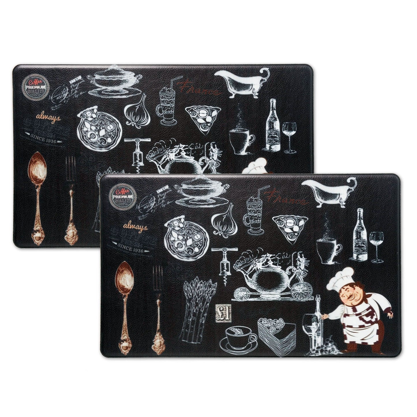 2-Pack: Bibb Home Anti Fatigue Foam Kitchen Mats
