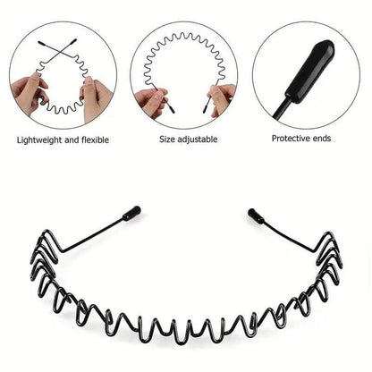 2-Pack: Black Wavy Metal Headband