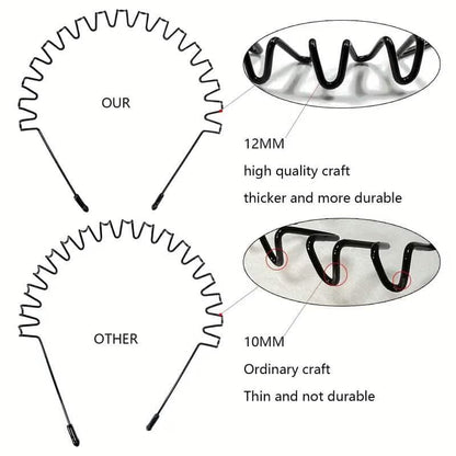 2-Pack: Black Wavy Metal Headband