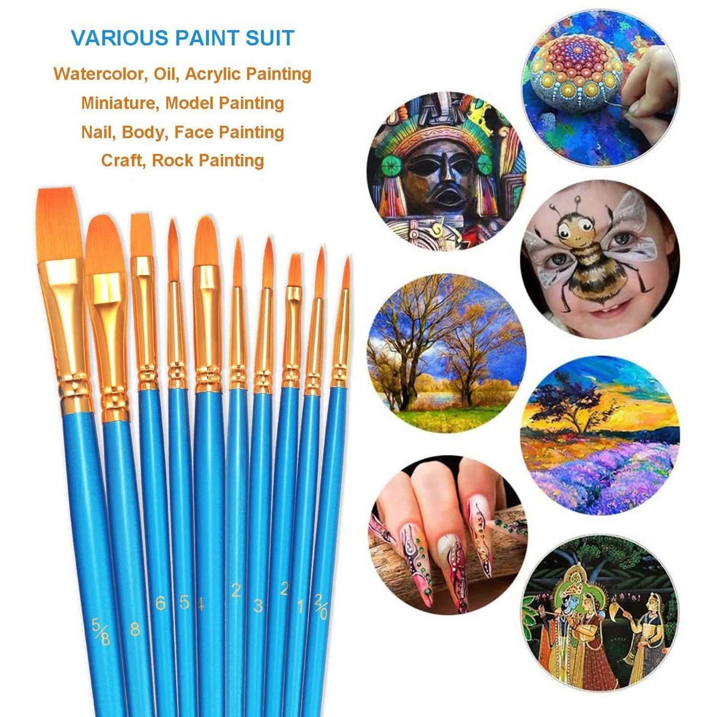 2-Pack: BOSOBO 10 Sizes Paint Brushes Set