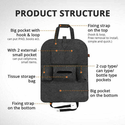 2-Pack: Car Seat Back Storage Bag Multifunctional Adjustable Backseat Storage Bag