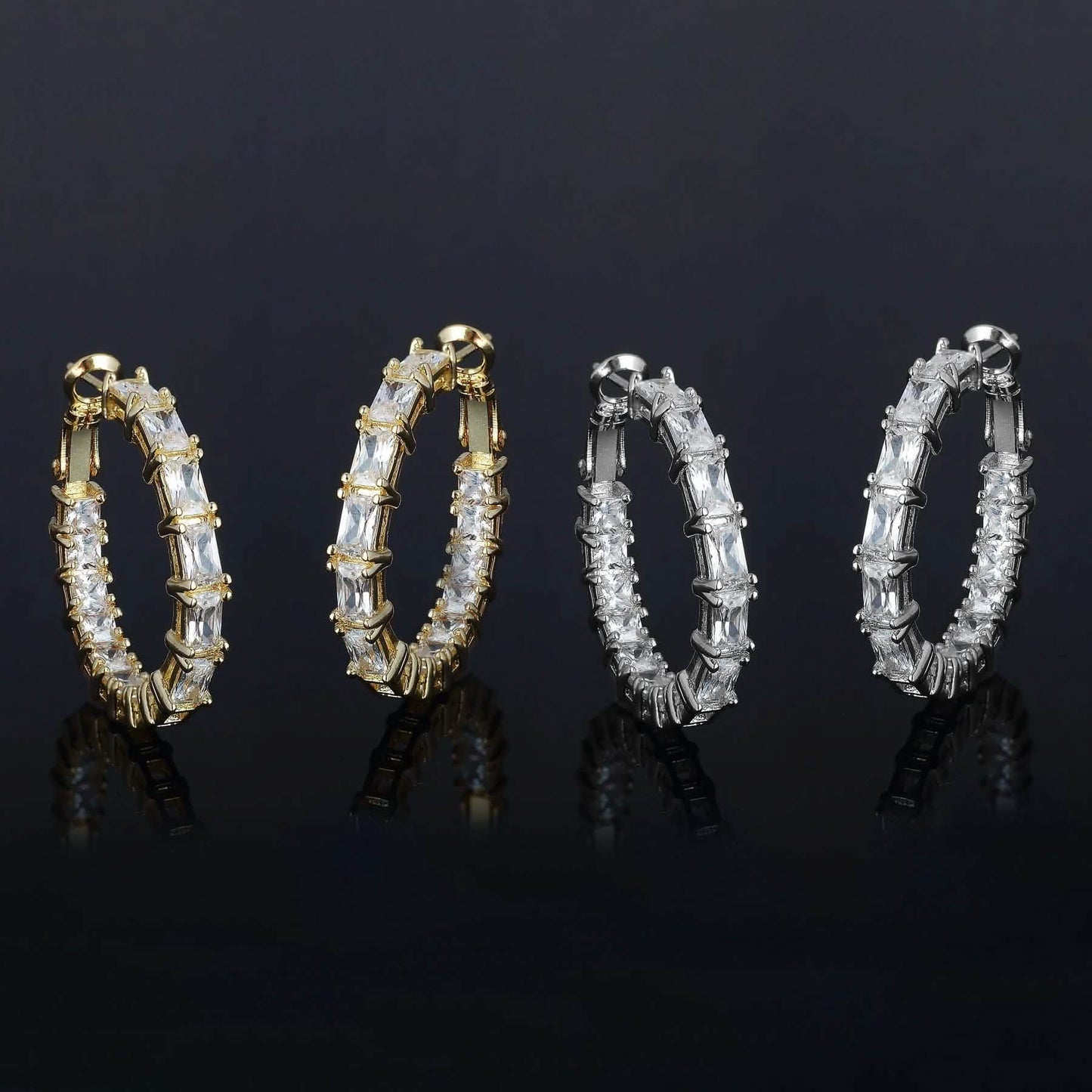 2-Pack: Crystal Emerald Hoop Earrings Set