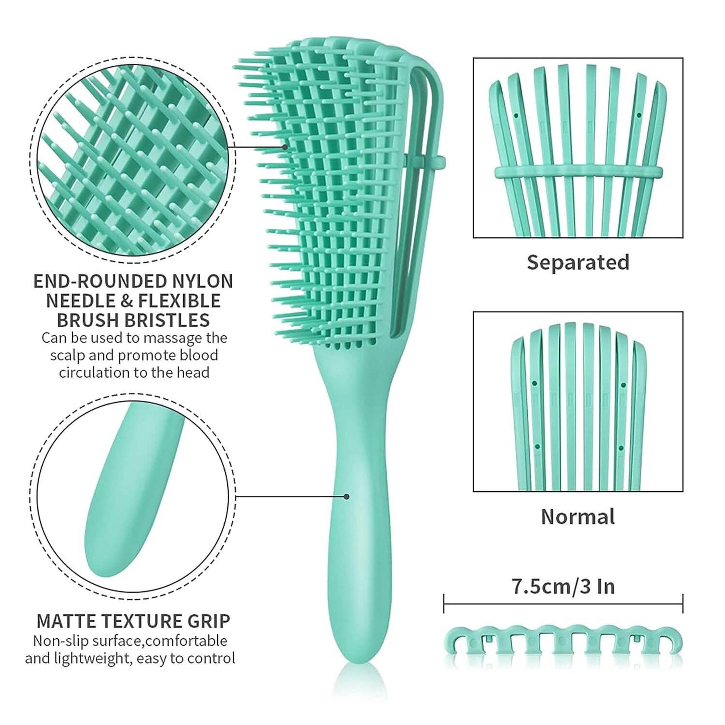 2-Pack: Detangler Brush for Curly Hair, Afro Textured 3a to 4c Kinky Wavy