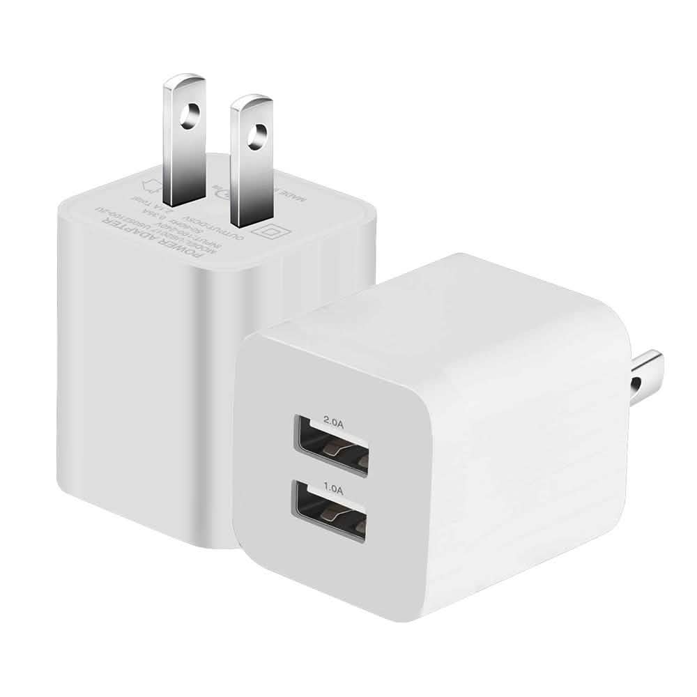 2-Pack: Dual Port USB Wall Charger