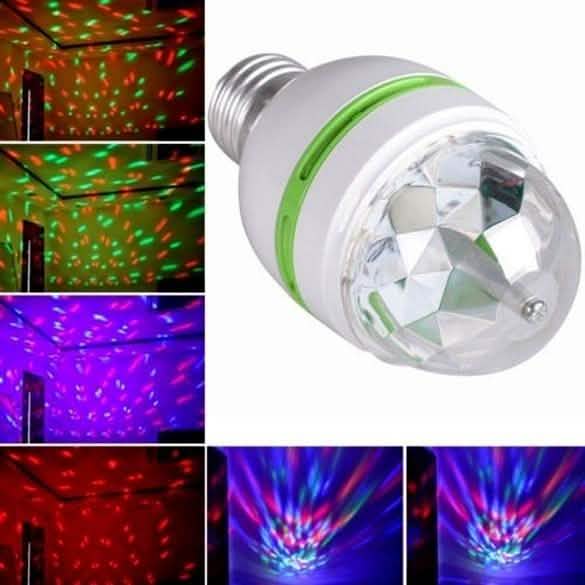 2-Pack: E27 3W Auto Rotating RGB LED Stage Light
