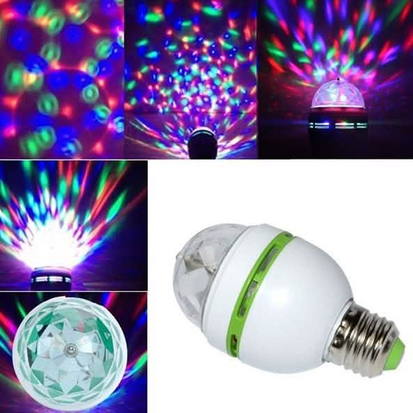 2-Pack: E27 3W Auto Rotating RGB LED Stage Light