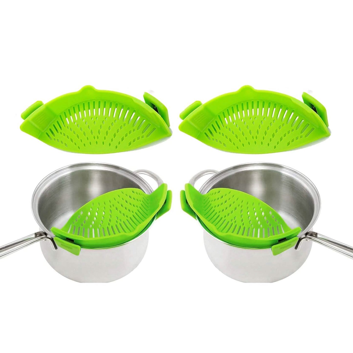 2-Pack: Easy Snap On Heat Resistance Silicone Kitchen Strainer