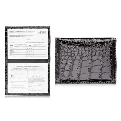 2-Pack: Faux Crocodile Leather Bling CDC Vaccination Card Immunization Record Protector Holder Passport