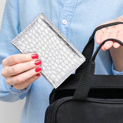 2-Pack: Faux Crocodile Leather Bling CDC Vaccination Card Immunization Record Protector Holder Passport
