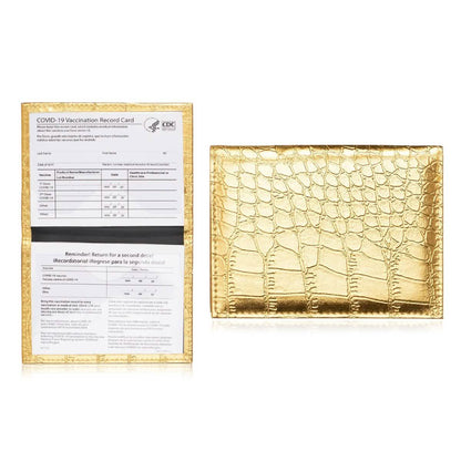 2-Pack: Faux Crocodile Leather Bling CDC Vaccination Card Immunization Record Protector Holder Passport