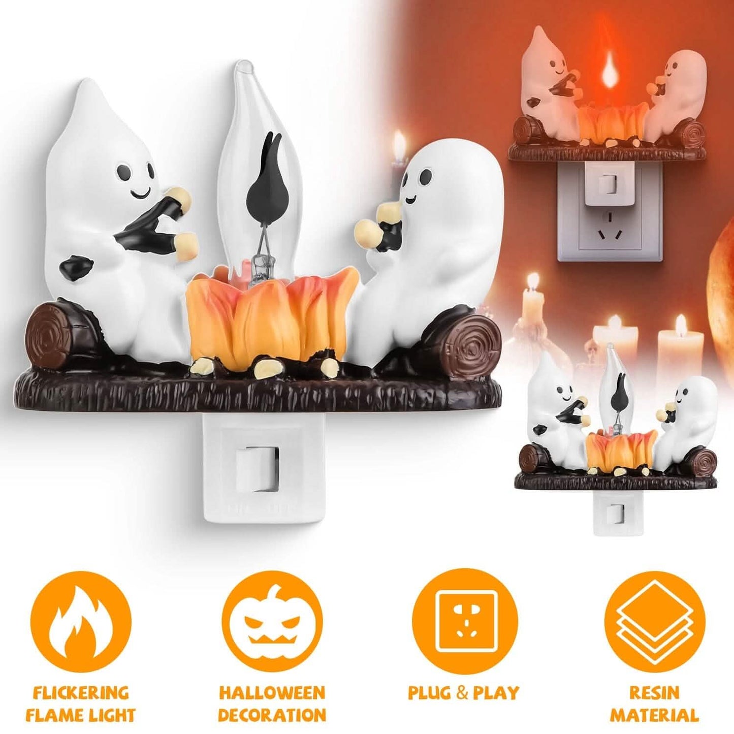 2-Pack: Ghost Campfire Flickering Flame Night