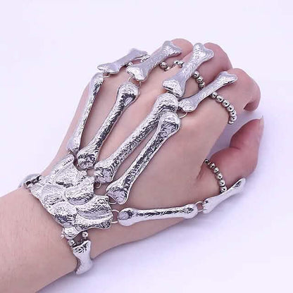 2-Pack: Gothic Bone Bracelet with Ring