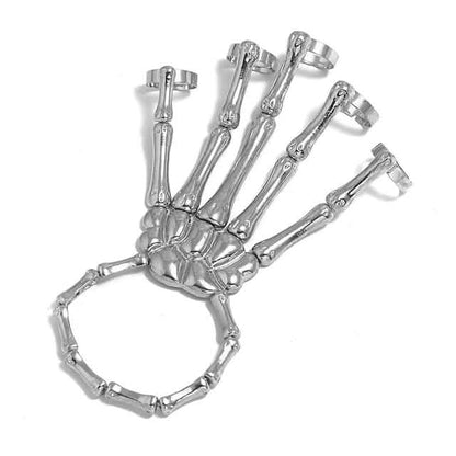 2-Pack: Gothic Bone Bracelet with Ring