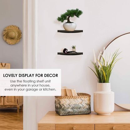 2-Pack: Halter Semi Circle Ledge Wood Shelves