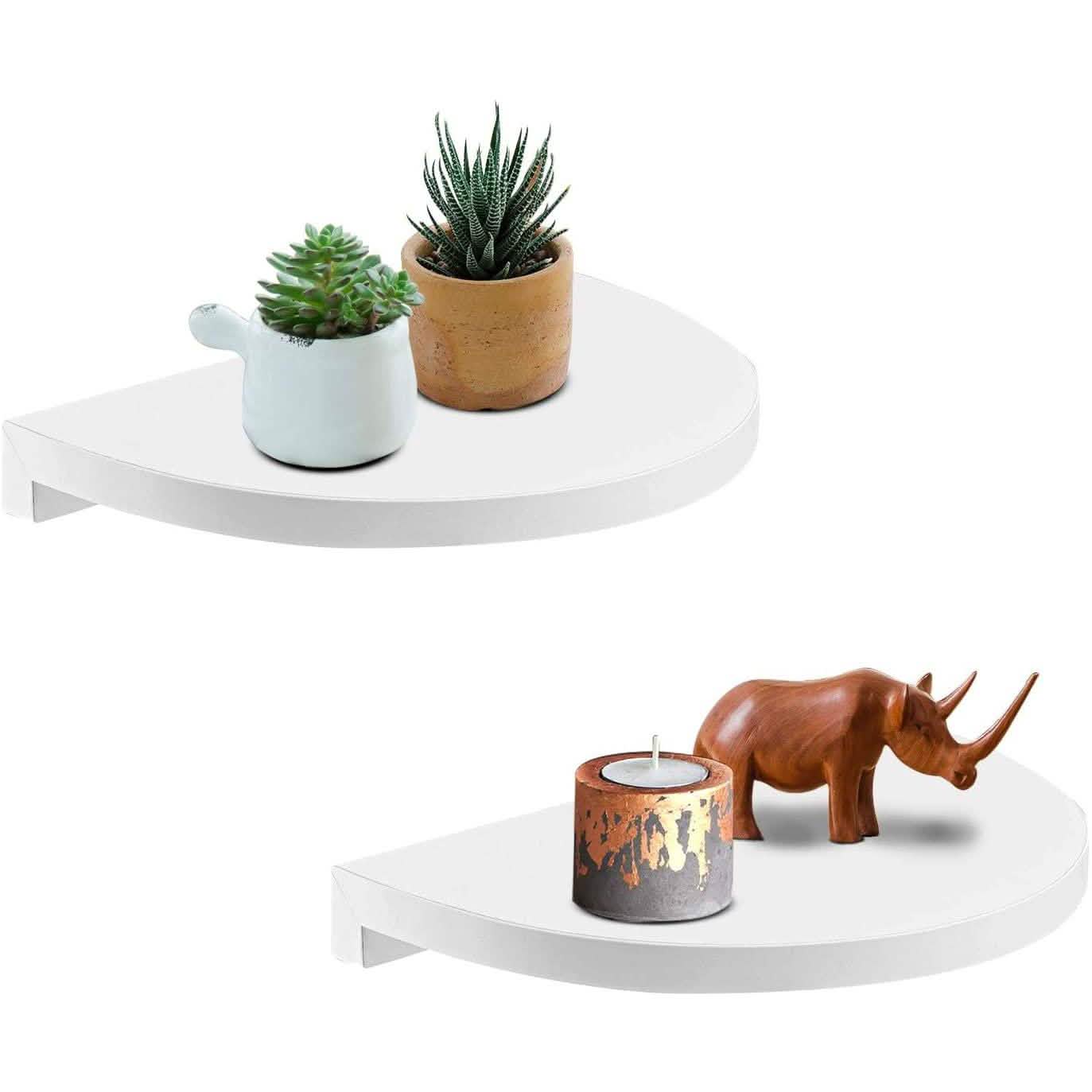2-Pack: Halter Semi Circle Ledge Wood Shelves