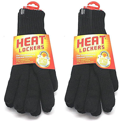 2-Pack: Heat Lockers Mens Black Thermal Gloves with Insulation Lining