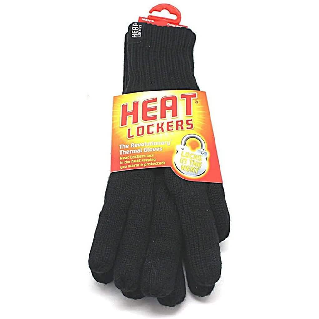 2-Pack: Heat Lockers Mens Black Thermal Gloves with Insulation Lining
