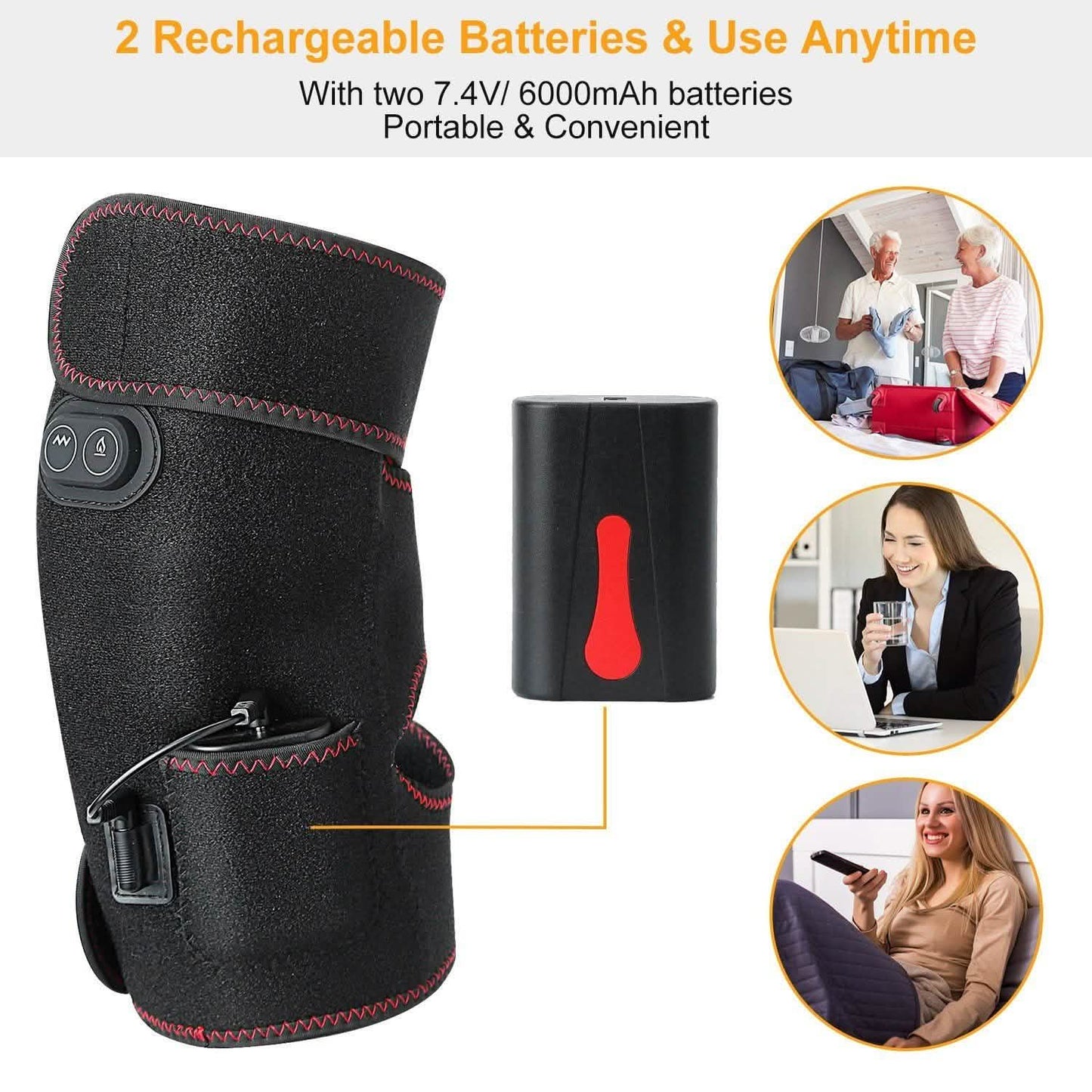 2-Pack: Heated Knee Massage Wrap