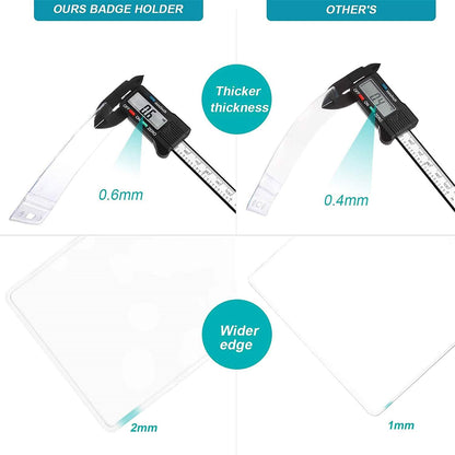 2-Pack: Heavy Duty Retractable Badge Holders with Carabiner Reel Clip and Vertical Style Clear ID Card Holders