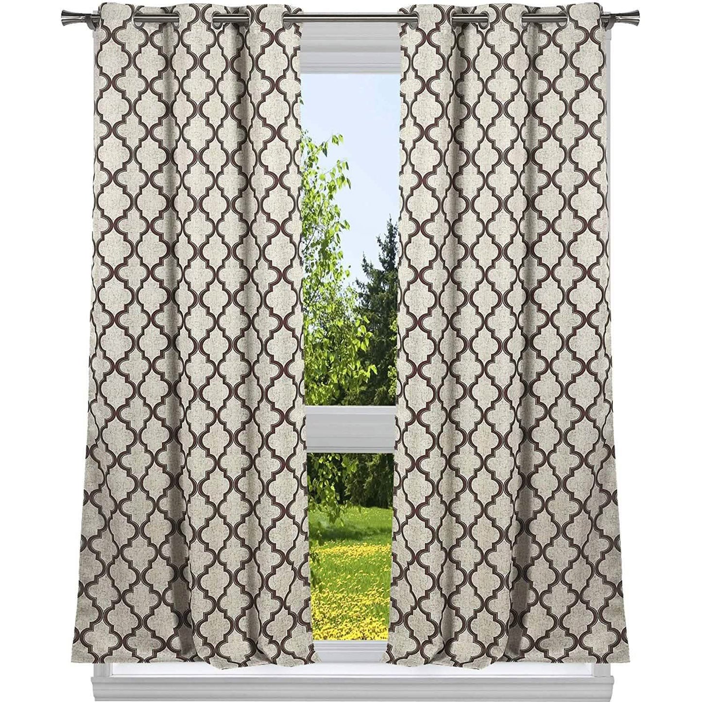 2-Pack: Heavy Geometric Blackout Grommet Window Curtain Pair Panel