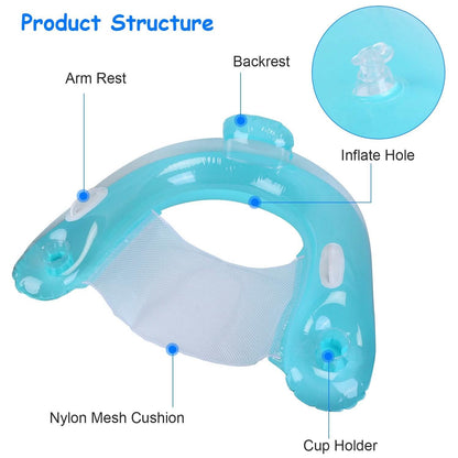 2-Pack: Inflatable Float Pool Chair with Cup Holder Arm Rest