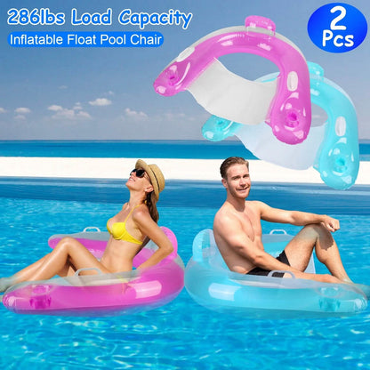 2-Pack: Inflatable Float Pool Chair with Cup Holder Arm Rest
