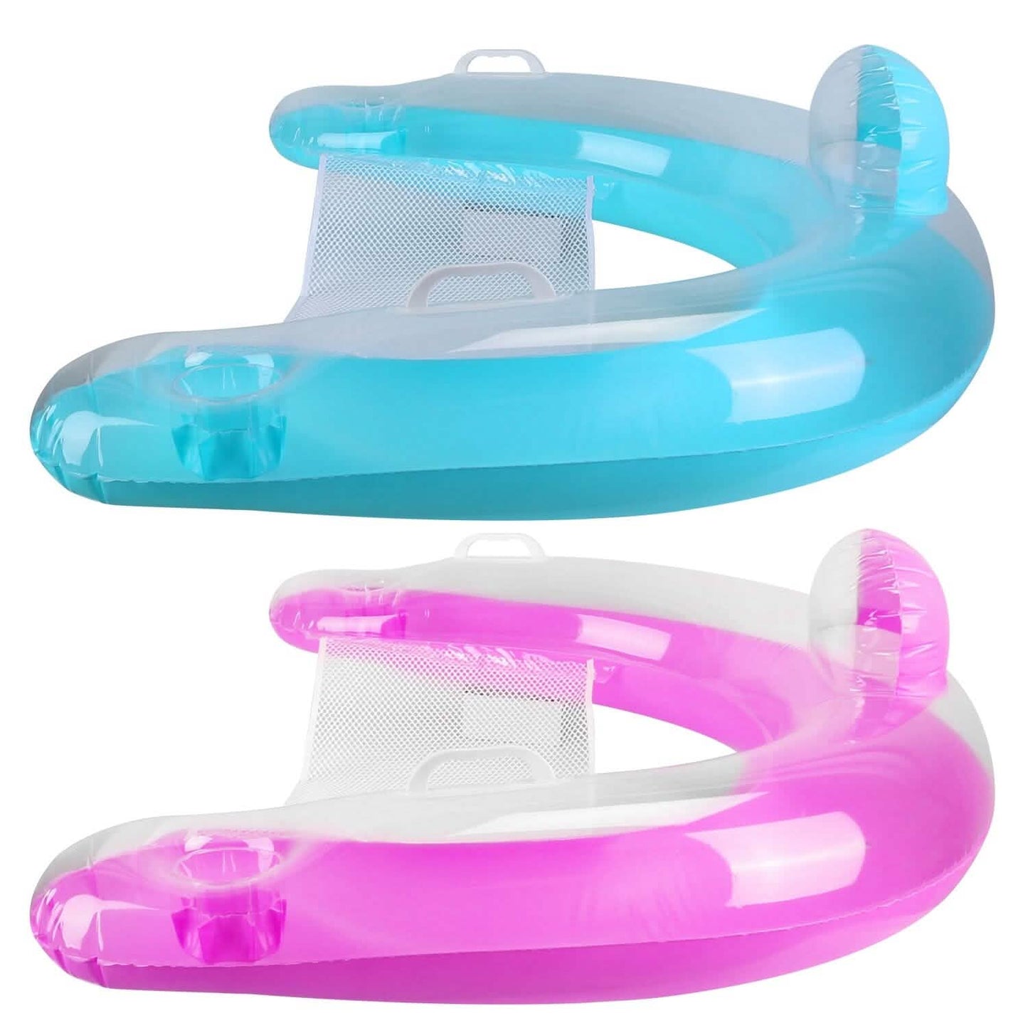 2-Pack: Inflatable Float Pool Chair with Cup Holder Arm Rest
