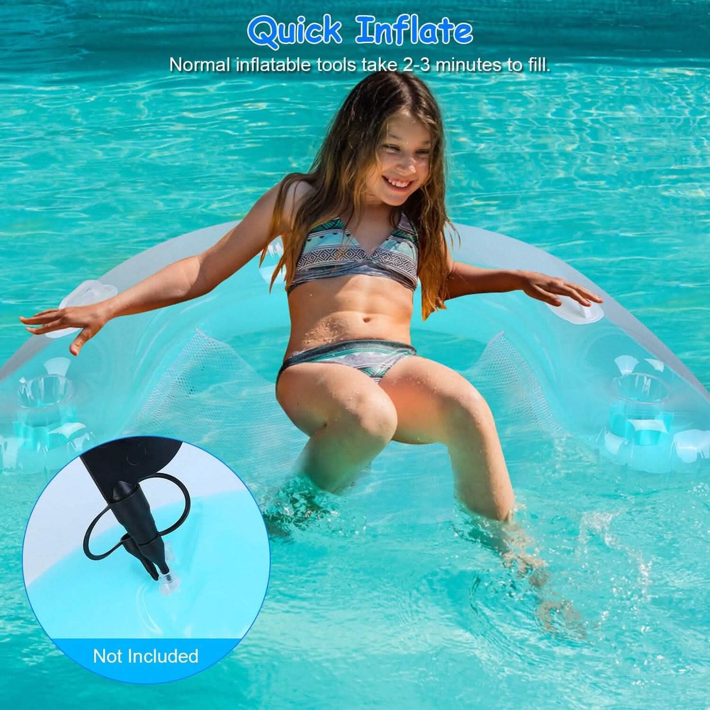 2-Pack: Inflatable Float Pool Chair with Cup Holder Arm Rest