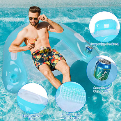 2-Pack: Inflatable Float Pool Chair with Cup Holder Arm Rest