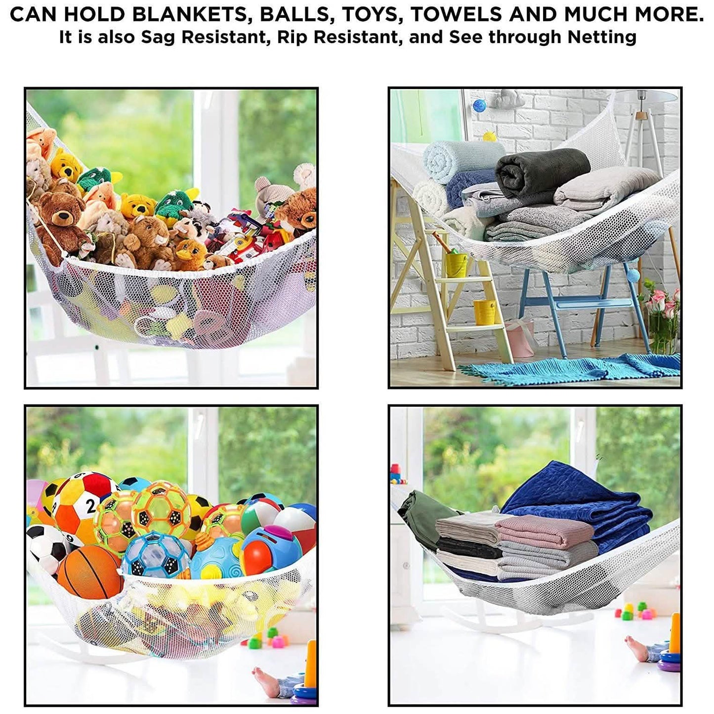2-Pack: Jumbo Size Toy Stuffed Animal Storage Hammock with Elastic Bands