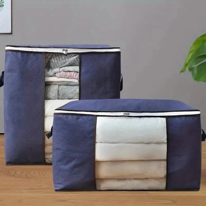 2-Pack: Large Storage Bag Organizer with Reinforced Handle, Clear Window & Sturdy Zippers
