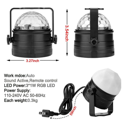 2-Pack: LED Disco Light Sound Activated Party Lights with Remote Control Dj Lighting