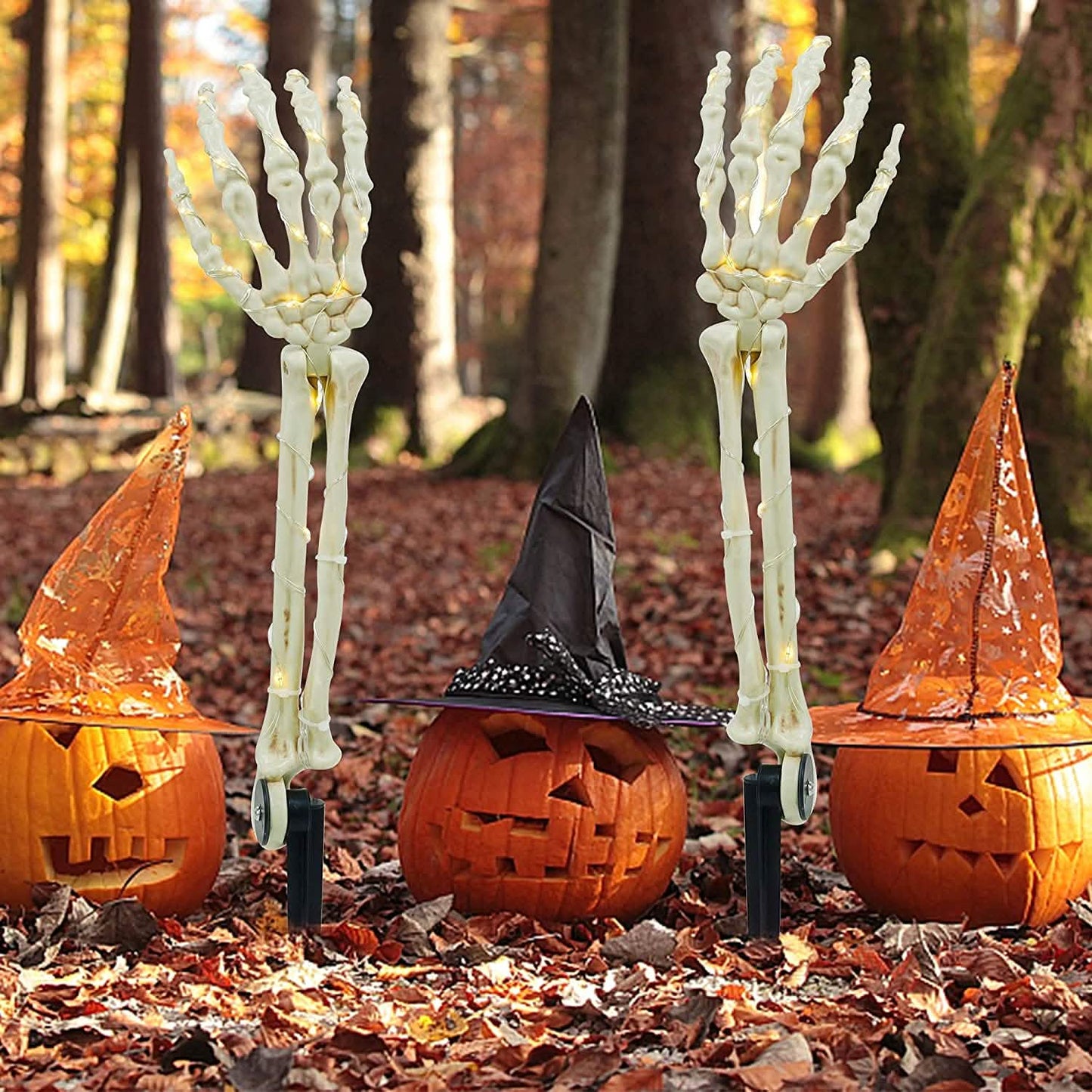 2-Pack: Light Up Skull Arm Stakes