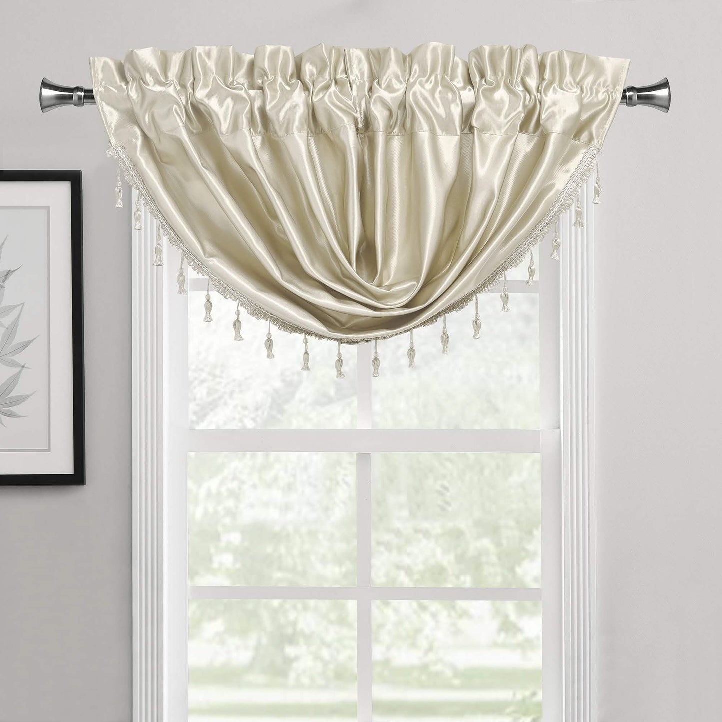2-Pack: Luxury Waterfall Austrian Beads Trimmed Window Valances