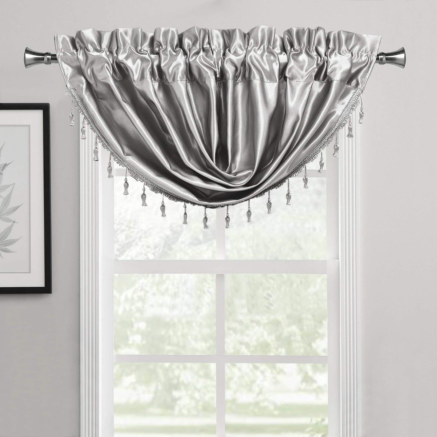 2-Pack: Luxury Waterfall Austrian Beads Trimmed Window Valances