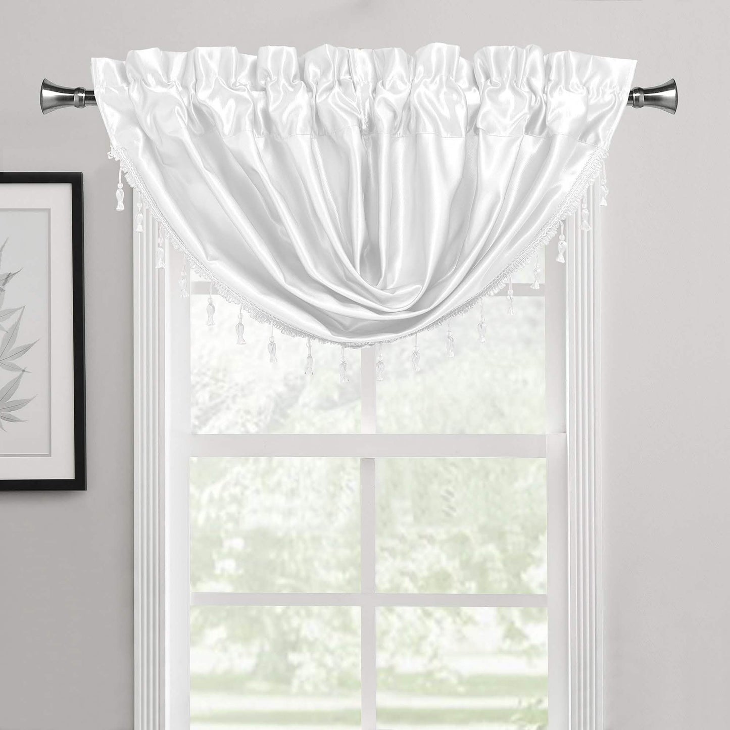 2-Pack: Luxury Waterfall Austrian Beads Trimmed Window Valances