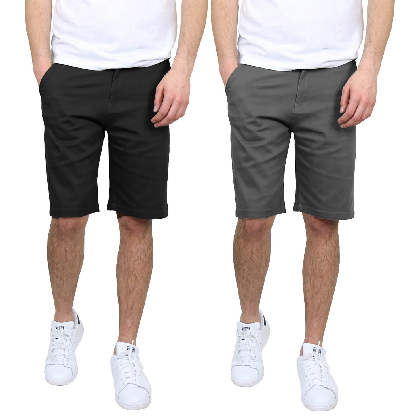 2-Pack: Men's 5-Pocket Flat-Front Slim-Fit Stretch Chino Shorts