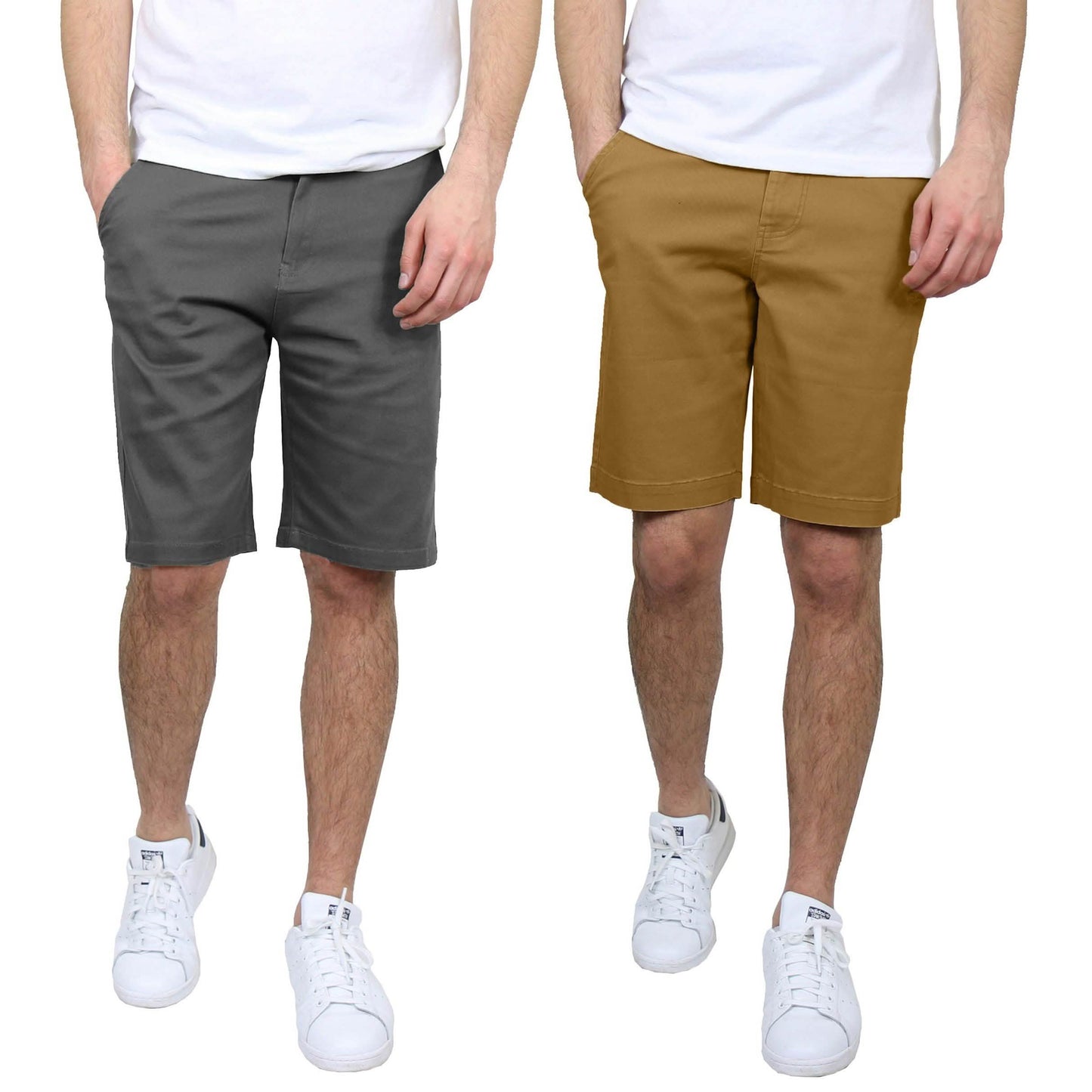 2-Pack: Men's 5-Pocket Flat-Front Slim-Fit Stretch Chino Shorts
