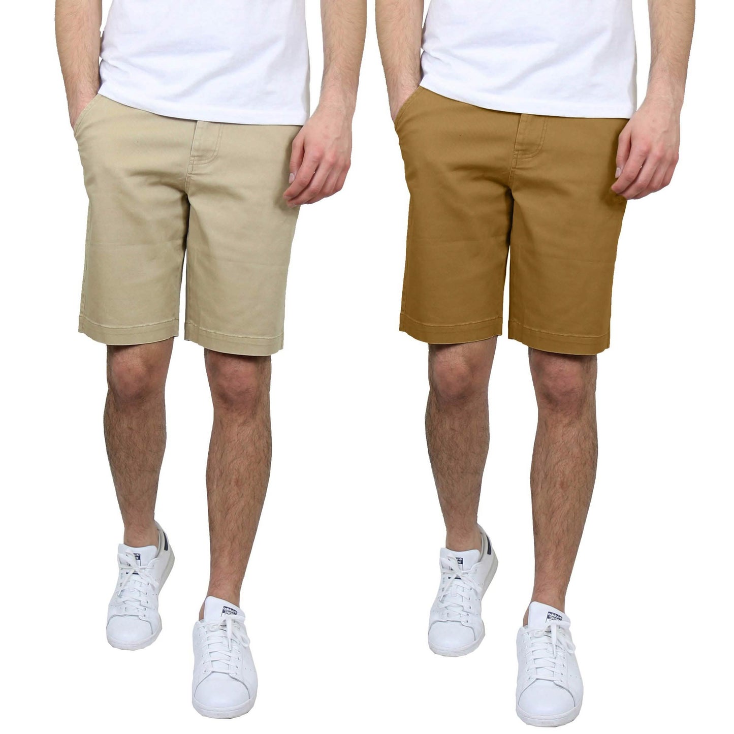 2-Pack: Men's 5-Pocket Flat-Front Slim-Fit Stretch Chino Shorts