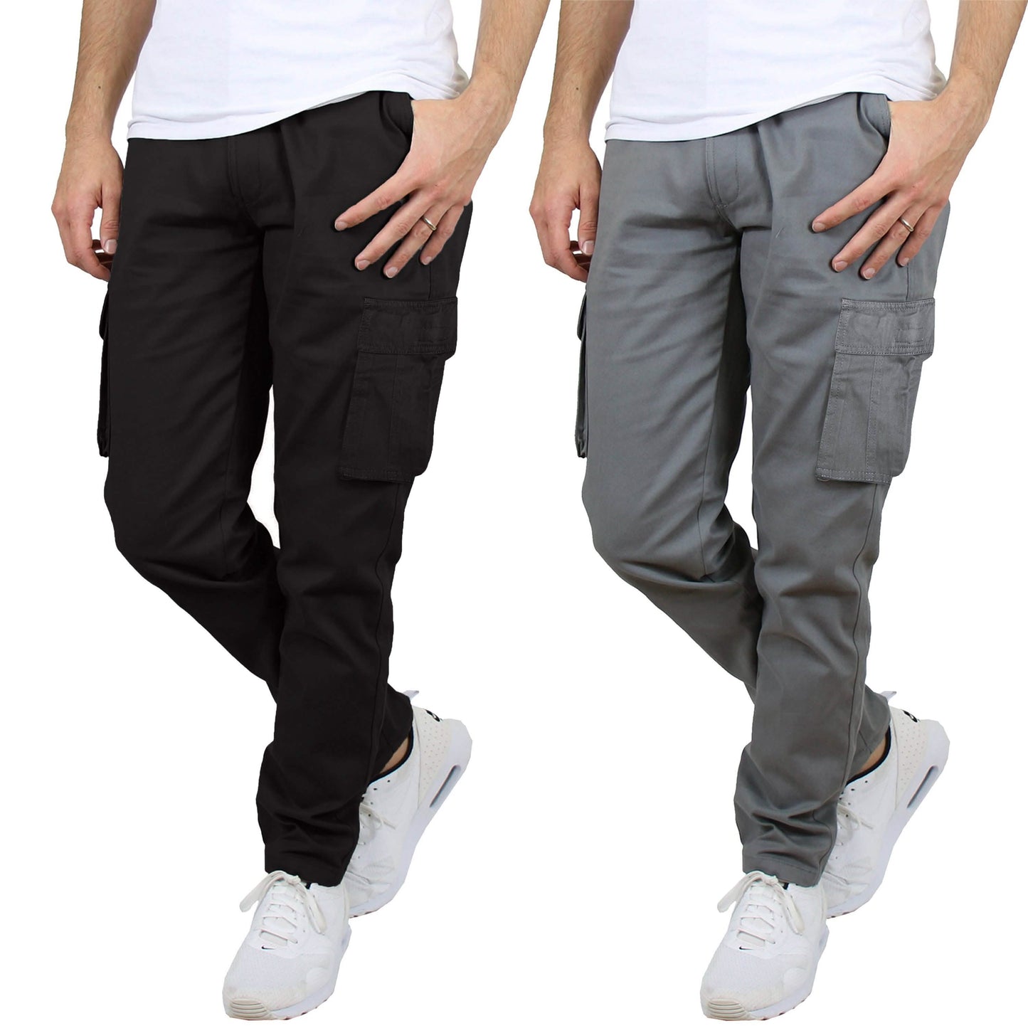 2-Pack: Men's Cotton Cargo Pants With Belt